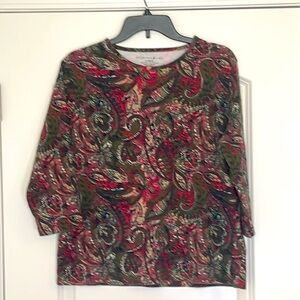 Mountain Lake Paisley 3/4 Sleeve Shirt Size Large